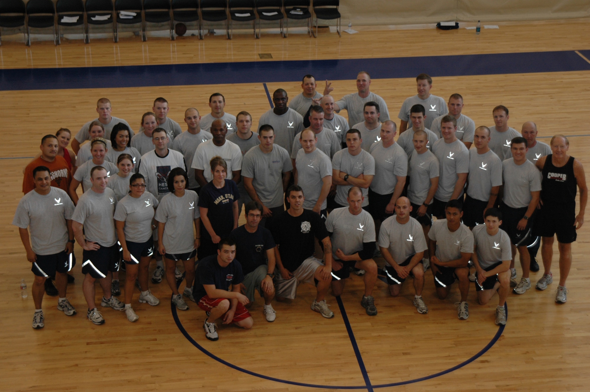 A group photo of all the students and instructors who attended the Cooper Institue military exercise leader course at the Warrior Fitness Center Oct. 24.