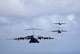 C-17 Globemaster IIIs participate in a four-ship, airdrop training mission Aug. 13 over the island of Oahu, Hawaii. The C-17s are assigned to the 535th Airlift Squadron from Hickam Air Force Base, Hawaii. The 535th AS aircrews conducted the multi-element training to maintain currency and proficiency. (U.S. Air Force photo/Tech. Sgt. Shane A. Cuomo) 