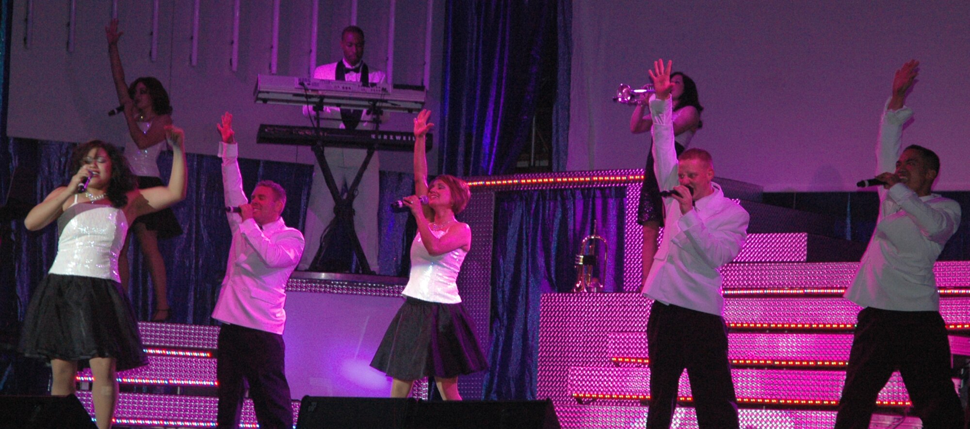 Tops in Blue, U.S. Air Force Expeditionary Entertainment group, performed Saturday at the Panama City Marina Civic Center.  The premiere touring group celebrated 55 years of entertaining military personnel and their families with the theme ‘DeJa Blue’.  