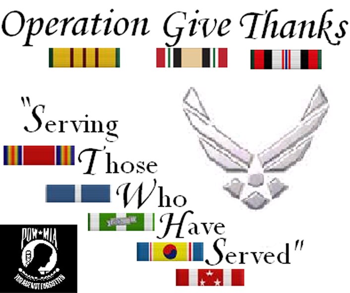 TRAVIS AIR FORCE BASE, Calif. -- It's that time again to visit the Veterans Home of California in Napa on Thanksgiving Day!  This is the time to honor our senior veterans by serving them their Thanksgiving meal.  We are looking for 60 - 70 volunteers.  If you are interested, please email Technical Sgt. Dorothy M. Deerwester, 82nd  Aerial Port Squadron, (Event Coordinator) at dottie@rdysetgo.com.  We look forward to seeing you on Thanksgiving Day! (U.S. Air Force graphic/A1C Michael J. Holloway)