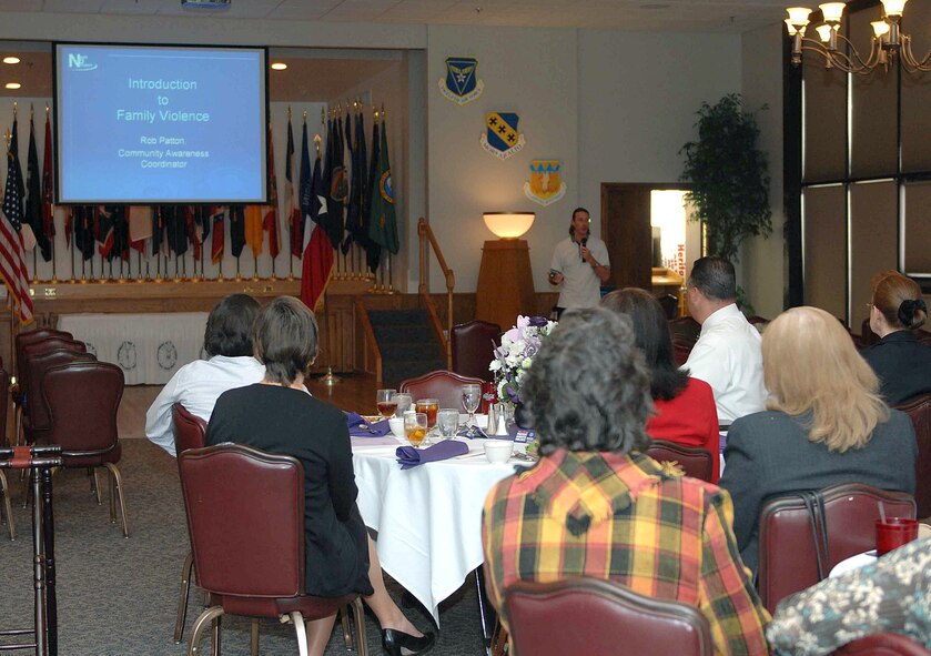 DYESS AIR FORCE, Texas -- A representative from the NOAH project, whose dedication is to victims of domestic violence, was a guest speaker for Dyess' own Domestic Violence Awareness conference here, Oct. 24. (U.S. Air Force photo/Senior Airman Domonique Simmons)