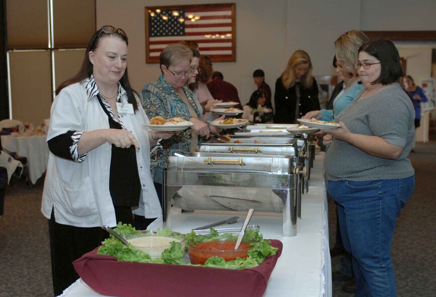 DYESS AIR FORCE BASE, Texas -- The Heritage Club offered a buffet lunch for the Domestic Violence Awareness Conference held here, Oct. 24. The conference featured a variety of guest speakers who spoke on their own experiences in dealing with domestic violence. (U.S. Air Force photo/ Senior Airman Domonique Simmons)
