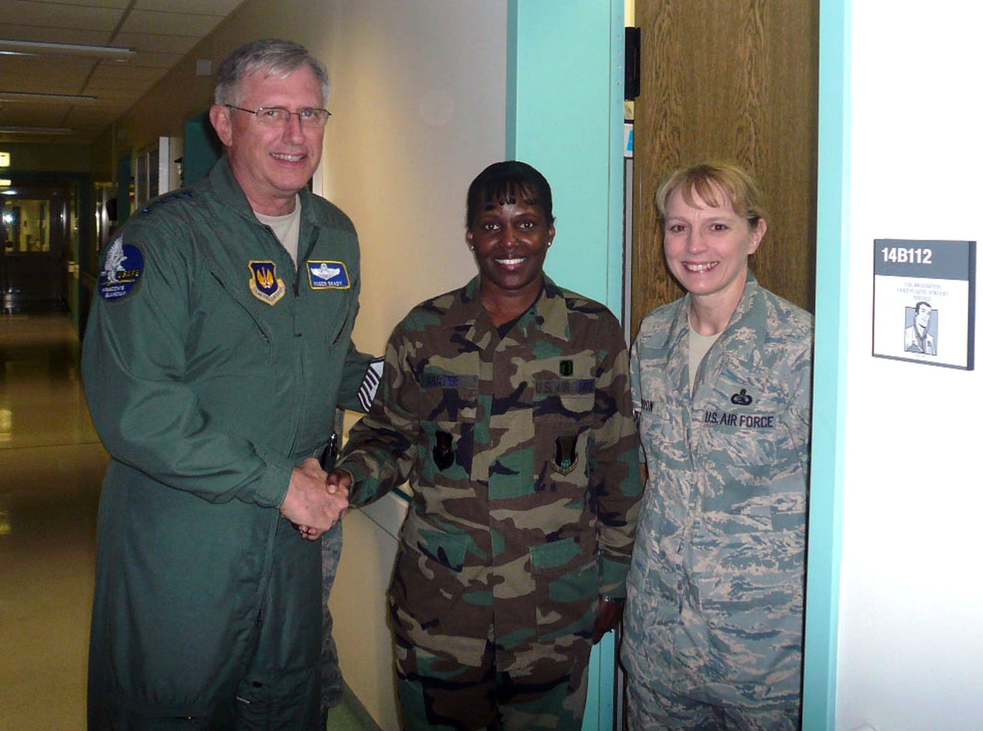 Gen. Roger Brady, U.S. Air Forces in Europe commander, STEP-promoted Tech. Sgt. Amanda Carter, 435th Medical Group NCOIC of plastic surgery, to master sergeant Sept. 2. USAFE Command Chief Master Sgt. Pamela Derrow (right) attended the event.  Courtesy photo)
