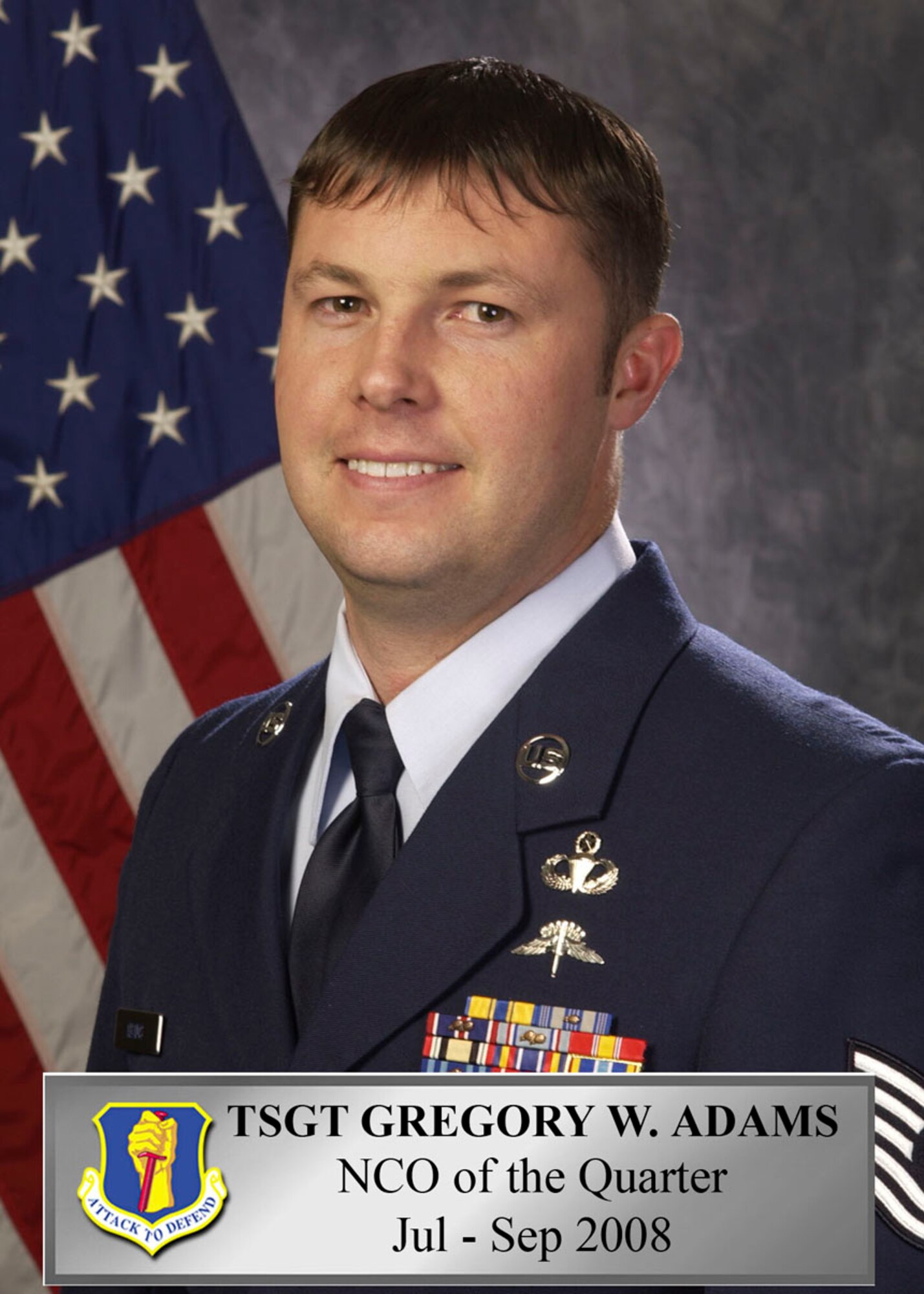 MISAWA AIR BASE, Japan -- Tech. Sgt. Gregory Adams, 35th Operations Support Squadron, received 35th Fighter Wing NCO of the Quarter Oct. 24, 2008. Sergeant Adams is a native of Mesquite, Texas, and has been in the Air Force for almost 13 years. (U.S. Air Force photo illustration by Manabu Matsuura) 