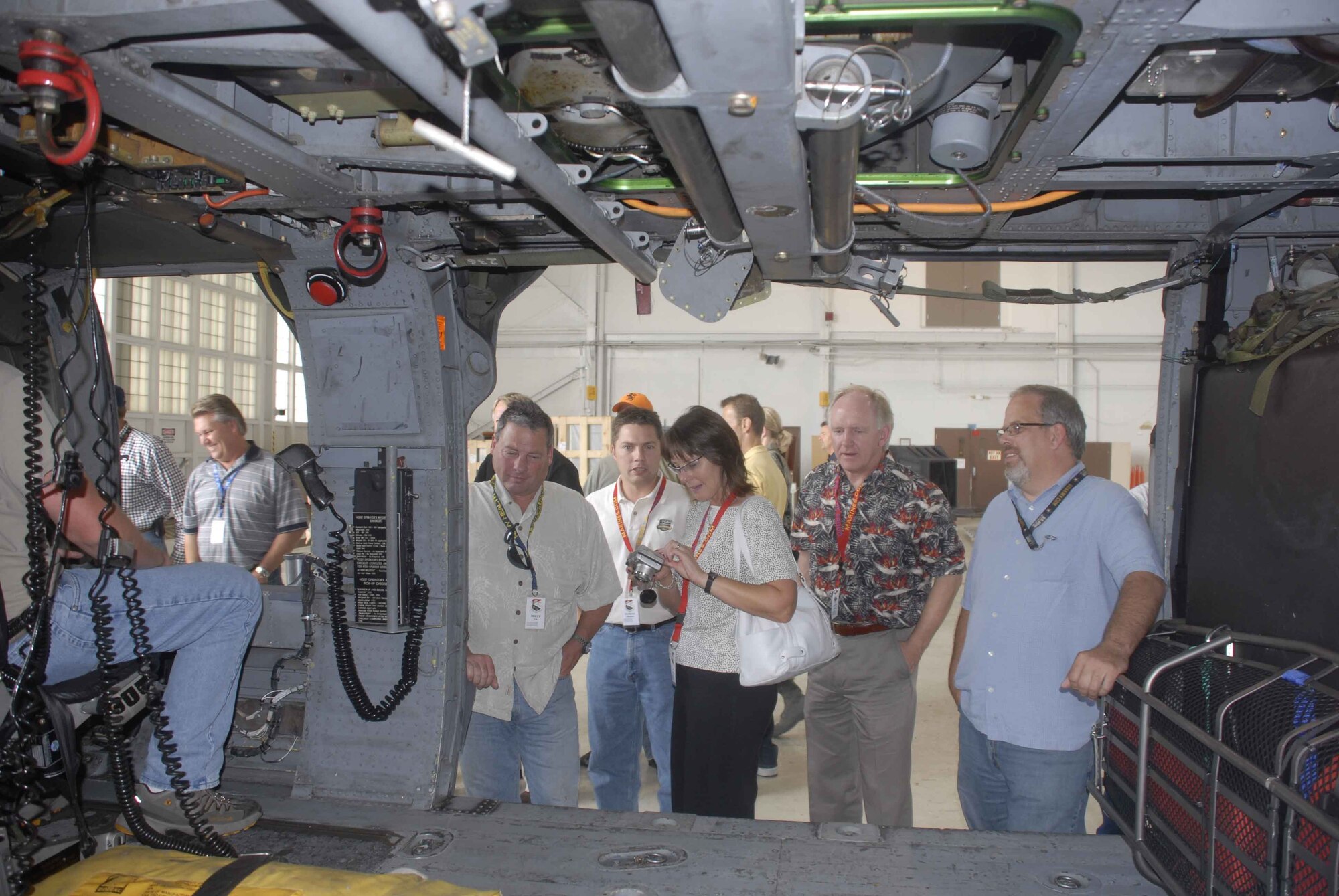 Civic Leader Tour members get a close up view of an 920th Rescue Wing HH-60 G Pave Hawk helicopter during their tour of Patrick air Force base, Fla., Sept 24-25.(Air Force Photo/Master Sgt. Paul Zadach)