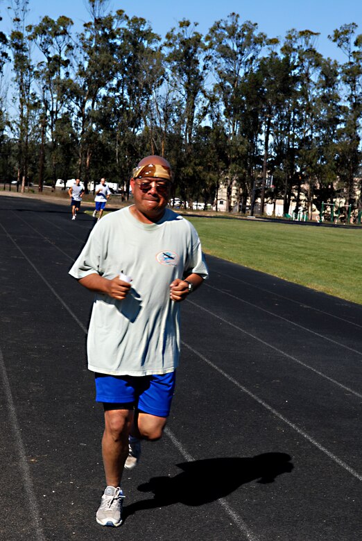 VANDENBERG AIR FORCE BASE, Calif.--Bernardo Jamrabo begins his third mile for "A Run to Remeber" on October 29.  Bernardo is a retiree and all together he plans on running ten miles for ten fallen military members.  (Air Force photo/Senior Airman Nicole Roberts) 