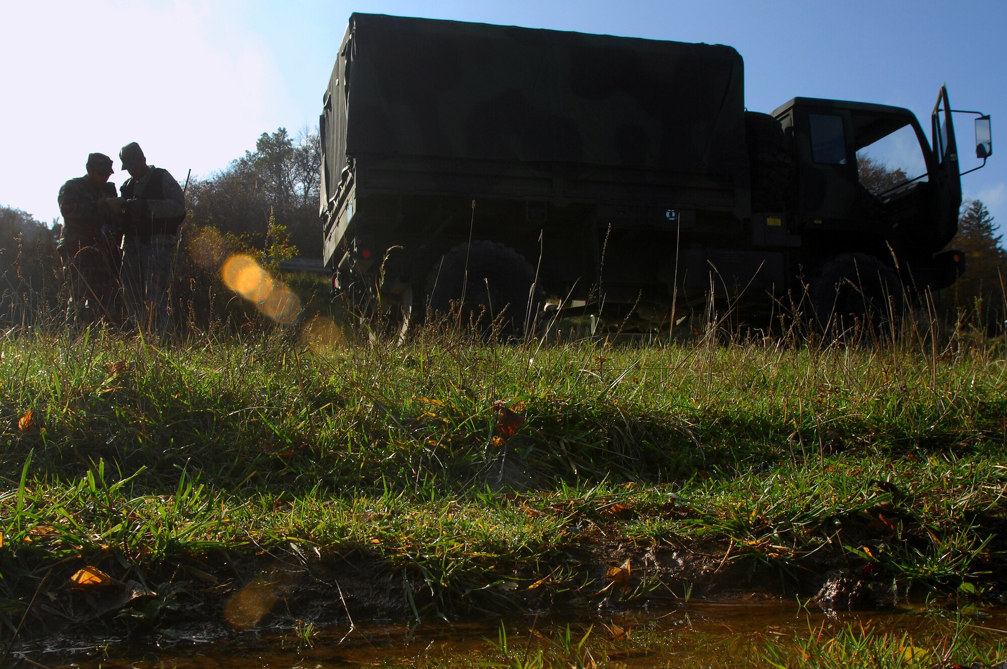 New Creek Defender cadre with the 786th Security Forces Squadron prepare for convoy training and route survey in Light Medium Tactical Vehicles during a week-long Creek Defender cadre instructor's course, Baumholder, Germany, Oct. 23, 2008. (U.S. Air Force photo Airman 1st Class Kenny Holston)