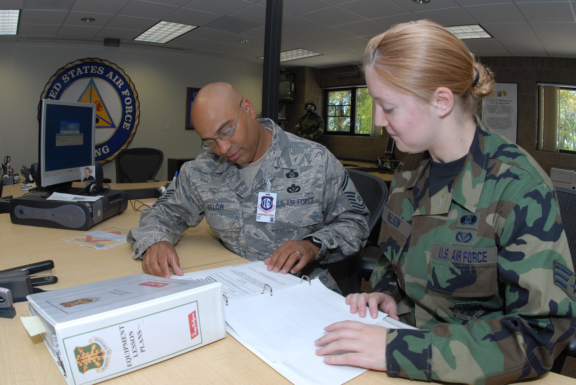 An airman from 119th Wing Emergency Management work with the UCI team during the inspection at the N.D. Air National Guard on Sept 19.
