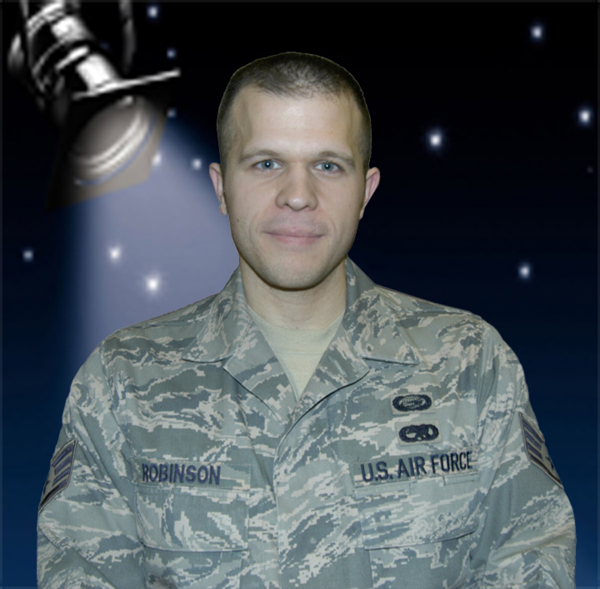 Staff Sgt. Hugh Robinson, Retirements Technician, Directorate of Personnel Program Management, is the spotlight of the week. Sergeant Robinson has been in the Air Force for six years and is from Laurel, Md. (U.S. Air Force graphic/Mike Molina)

