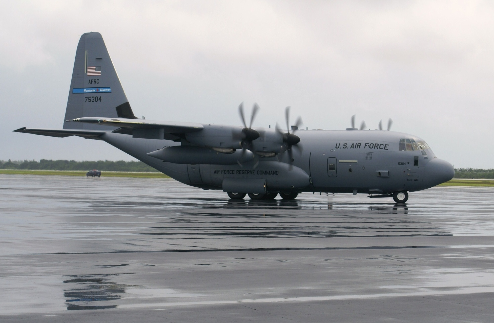 Air Force WC-130J aircraft and reservists from the 403rd Wing at Keesler Air Force Base, Miss., continue to fly daily weather reconnaissance missions into Hurricane Gustav and Tropical Storm Hannah from Homestead Air Reserve Base, Fla. The Hurricane Hunters aid the National Weather Service in providing the storms' projected path to the American public and are the only operational unit in the world flying weather reconnaissance on a routine basis. (U.S. Air Force photo/Tim Norton)