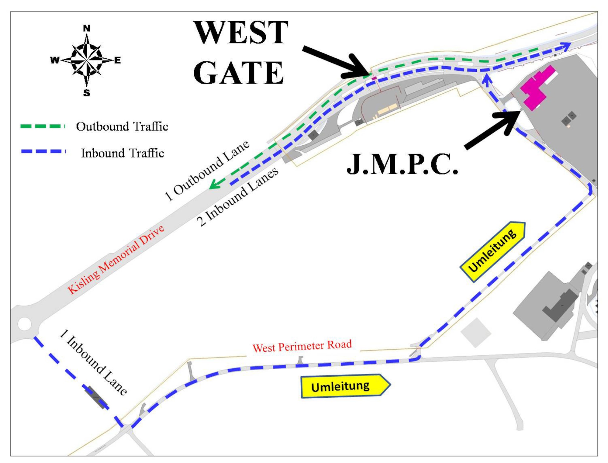 Ramstein West Gate detour Map