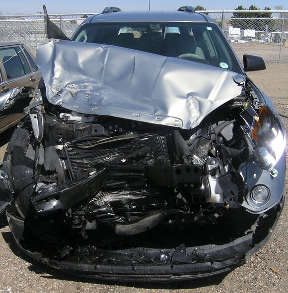 The wrecked vehicle serves as a grim reminder that things could have been much worse if the family had not buckled up. (Courtesy Photo)