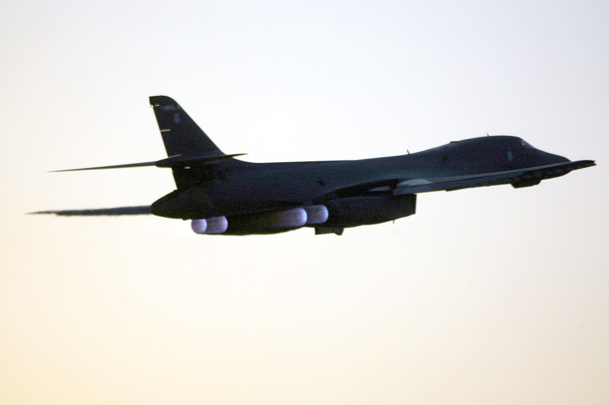 A B-1B Lancer takes off from a forward-deployed location in Southwest Asia.  A bomber summit will be held at Tinker Air Force Base, Okla., Sept. 12 and 13 to review a number of topics related to status of the Air Force's bomber fleet.  (U.S. Air Force photo/Senior Airman Clark Staehle)
