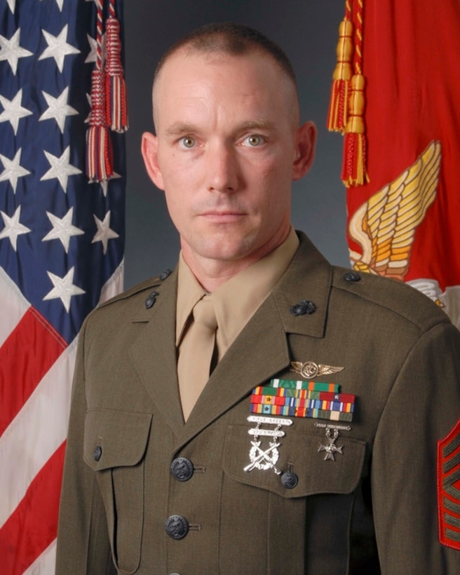 Sgt. Maj. James D. Huller, sergeant major, 2nd Battalion, 10th Marine Regiment, 2nd Marine Division.