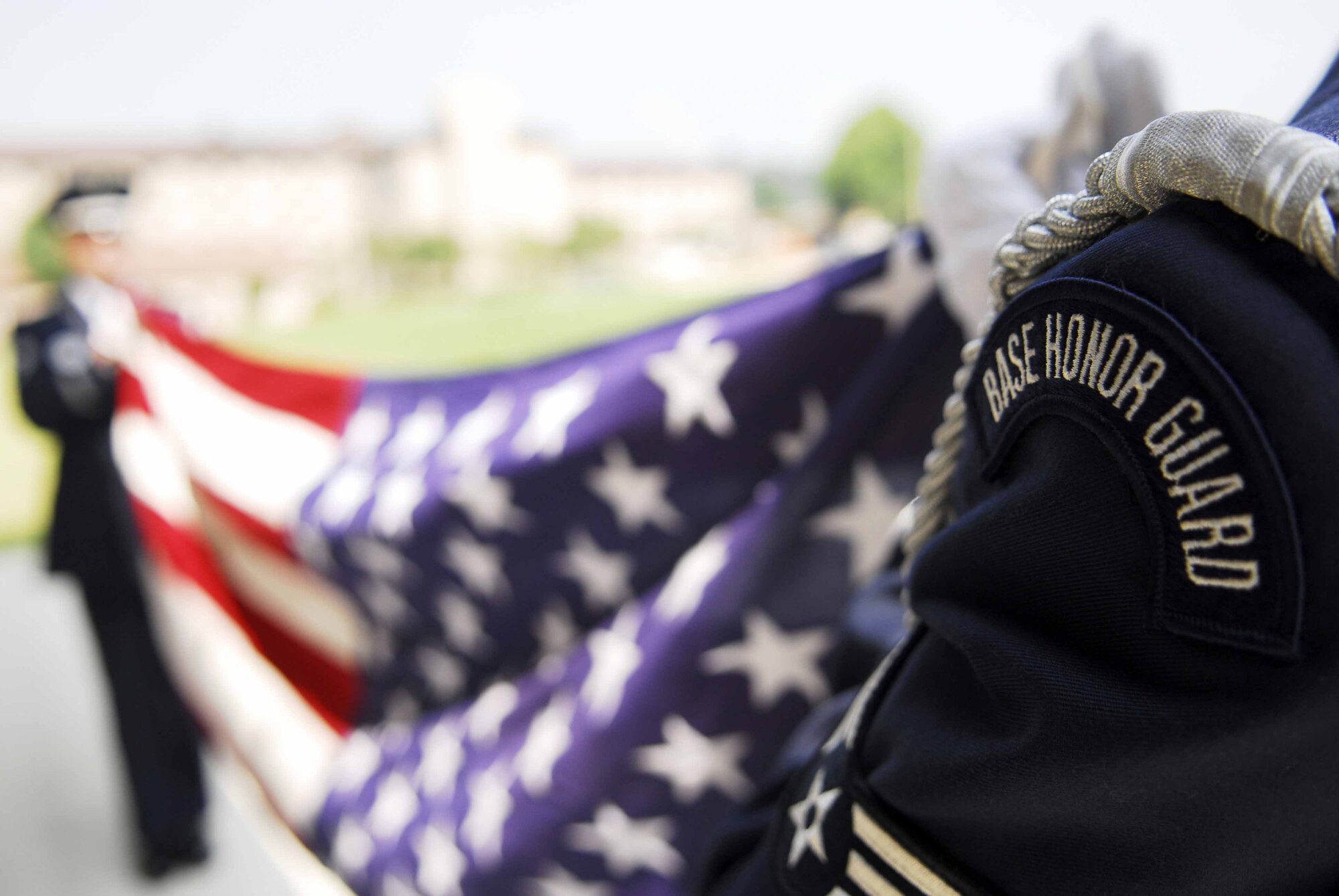 OSAN AIR BASE, Republic of Korea -- Airmen from the Base Honor Guard practice a flag folding ceremony here Aug. 29. (U.S. Air Force photo/Senior Airman Christopher Boitz)