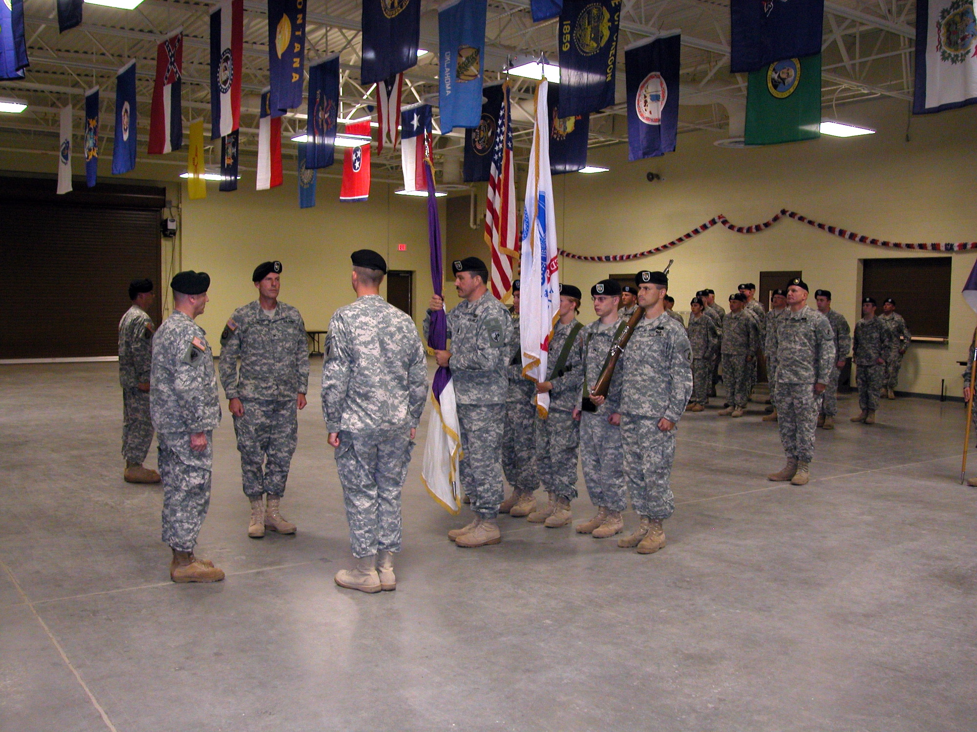 Colonel Robert E. Crowley (facing) assumes command of the 358th Civil Affairs Brigade from Col. Stuart “Toby” Pennels during a change of command ceremony on Aug. 9 at March Air Reserve Base presided over by Col. Sean M. Kelly, deputy commander and chief of staff, 351st Civil Affairs Command. Civil Affairs is the capability the U.S. Army employs to enhance cooperation between the military and the civilian population of a foreign country. Its forces provide cultural expertise and the unique ability to work together with the civilian population of a war zone or disaster relief area. The 358th Civil Affairs Brigade is part of the U.S. Army Civil Affairs and Psychological Operations Command which is headquartered at Fort Bragg, N.C. They are one of the major contributors in the rebuilding efforts in Iraq and Afghanistan, providing humanitarian aid and restoring basic service. The Brigade recently moved from Norristown, PA, to March ARB. (U.S. Air Force photos by Maj. Don Traud, 452 AMW/PA)