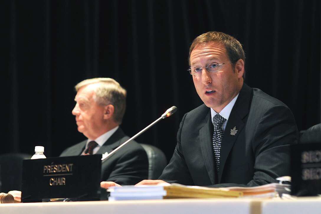 Canadian Defense Minister Peter MacKay, the host of the 8th Conference ...