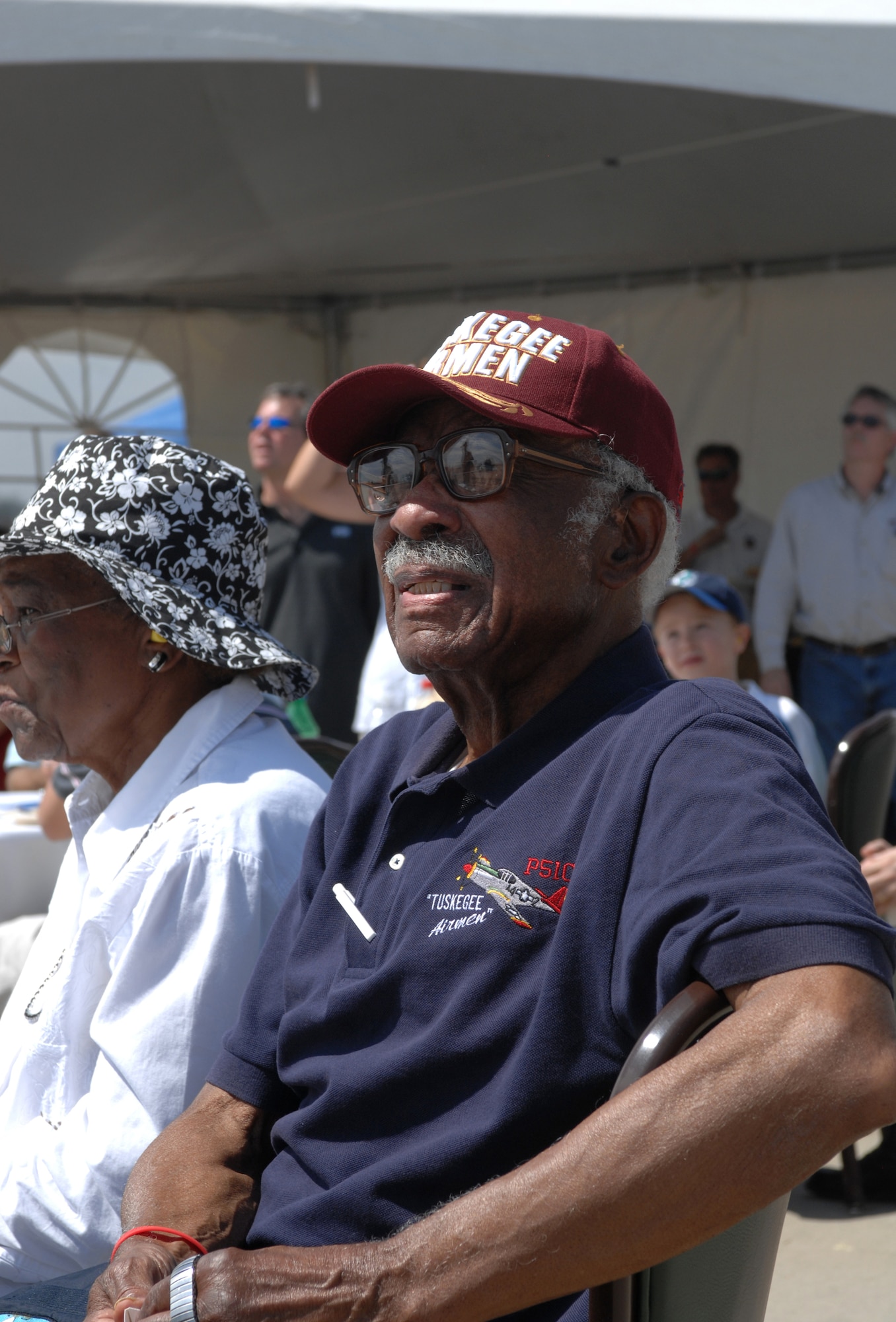 SHAW AIR FORCE BASE, S.C. --  Leroy Bowman, Sumter, S.C. native enjoys ShawFest 2008 Sept. 6. Mr. Bowman is a Tuskegee Airmen and received the Congressional Gold Medal. ShawFest is a way for the military to show their thanks to  Sumter and local communities for their continuous support for Shaw's Airmen. (U.S. Air Force photo/Staff Sgt. Patrick Mitchell)