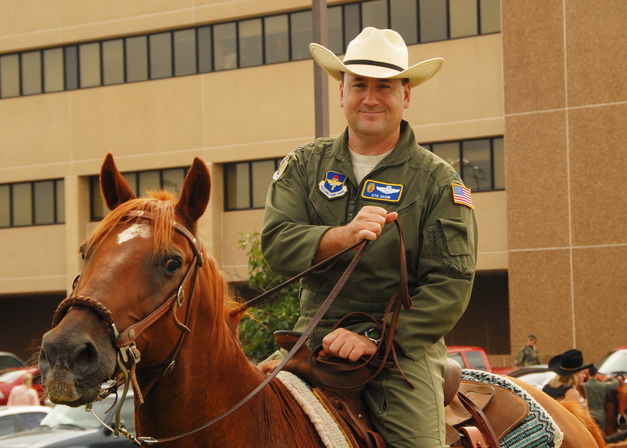 Col. Stuart J. Shaw, Vice Commander of 97th Air Mobility Wing, looking great in the saddle. (U.S. Air Force photo/Airman 1st Class Marianne Lane)