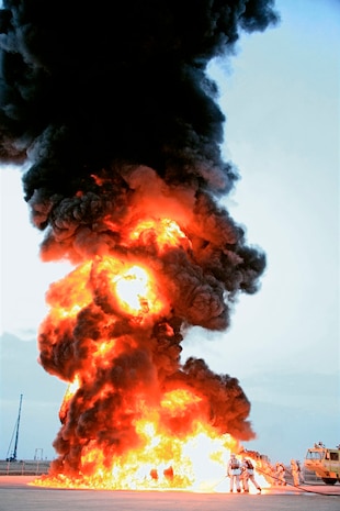 Several hundred feet into the air, black smoke and burning jet fuel vapor billows, rising nearby concrete temperatures to that of a brick oven. Expanding and contracting, the concrete explodes with pressure, sending burning shrapnel in every direction. The colossal blaze pulls oxygen and heats it at such an amazing rate; it creates small cyclones within the cloud.