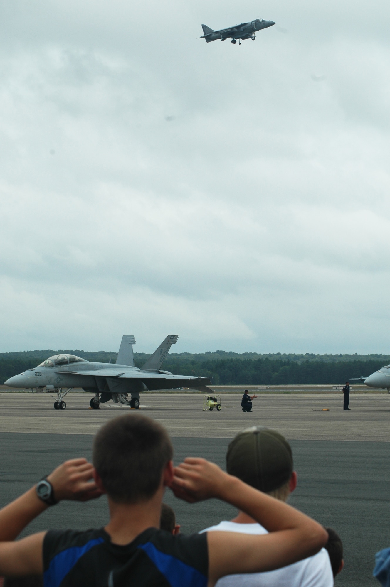 WESTOVER AIR RESERVE BASE, Mass. -- Despite the ominous morning clouds and the threat of huricane Hannah, Saturday's air show performers were able to fly and they were met with loud applause from on-lookers.  Today's show will feature the U.S. Air Force Thunderbirds,the U.S. Navy F-18 Super Hornet demonstration team and other aerobatic performers.  Gates open at 8 a.m. and the show starts at 9 a.m.  The air show is free and open to the public.