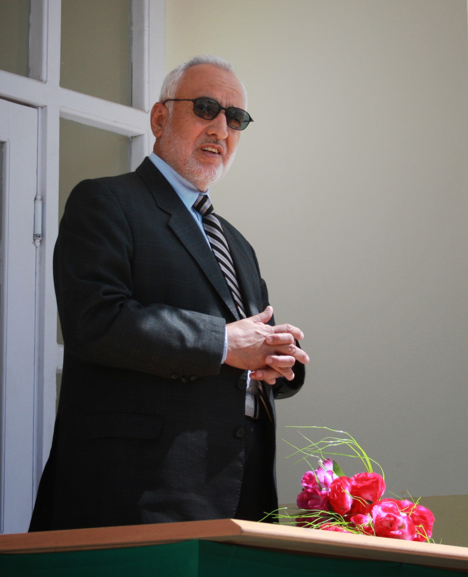 Parwan Governor Abdul Jabbar Taqwa speaks at the ribbon cutting ceremony for Chinaki Uyla Medical Clinic in Sayd Khail District Sep. 6.