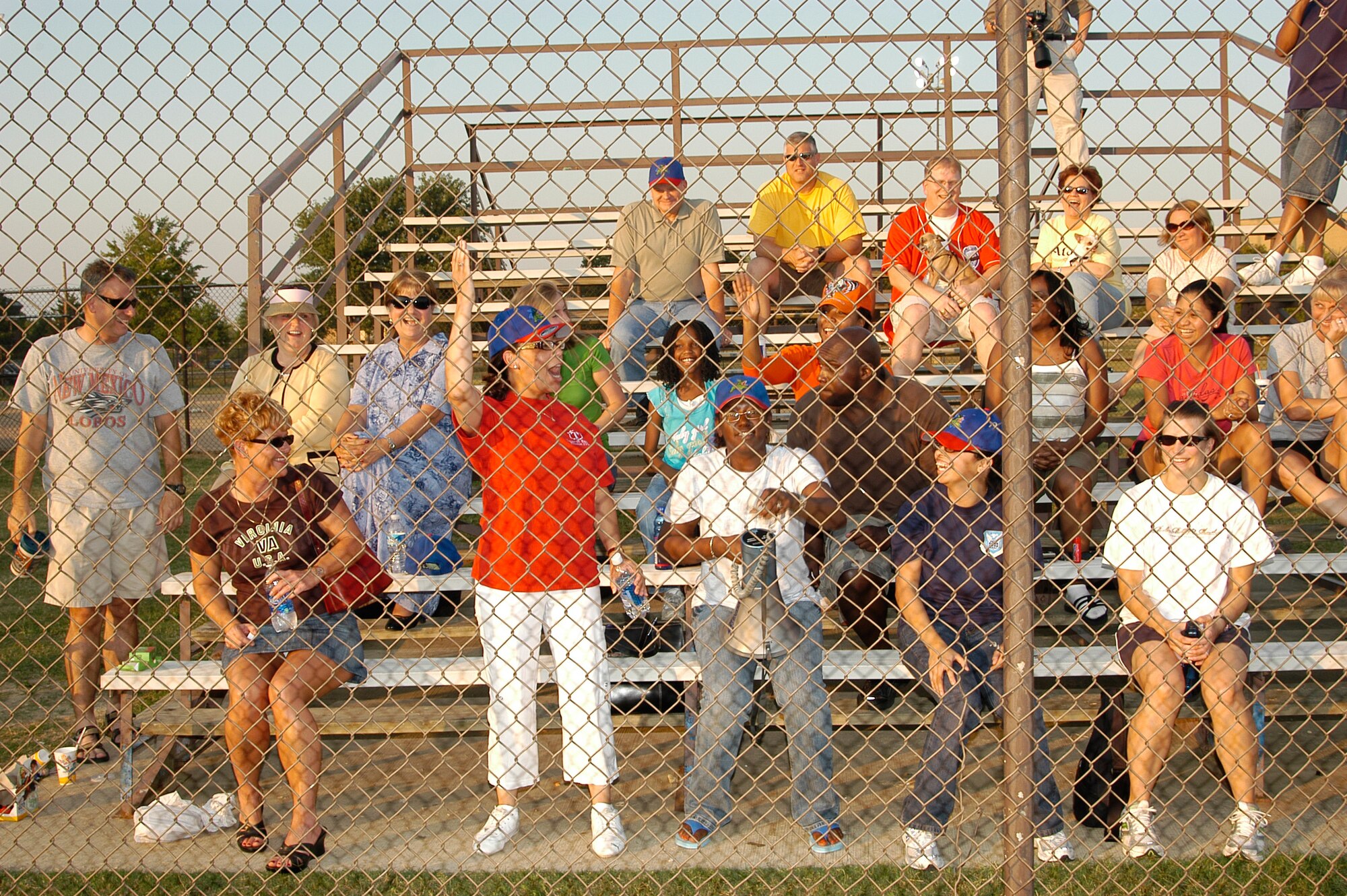 AFOSI friends, families and fans cheer on their Gators. The Gators won both games, 16-2 and 4-2 respectivley, to win the Andrews Air Force Base Intramural Softball Championship. (U.S. Air Force photo/Tech. Sgt John Jung)