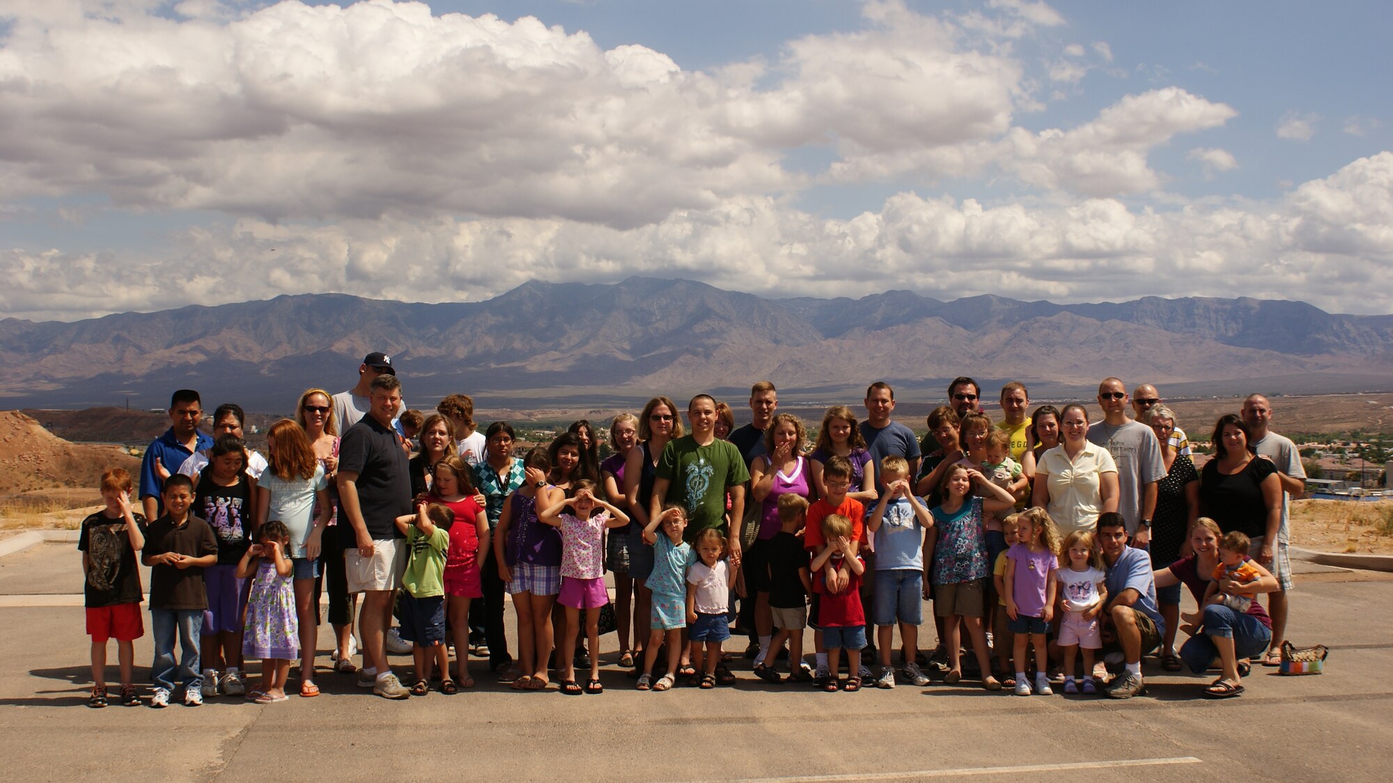MESQUITE, Nev. – Airmen and their family members participate in the COPE retreat Labor Day weekend in Mesquite, Nev. COPE stands for Connecting spouses, families, friends of Airmen with each other, squadron support structures, and base agencies; Organize wing resources to meet real needs of families; Provide fun and relaxing opportunities to Airmen and their families; and Educate Airmen in strengthening their important life relationships, and is an Air Force-wide chapel sponsored program. (courtesy photo) 