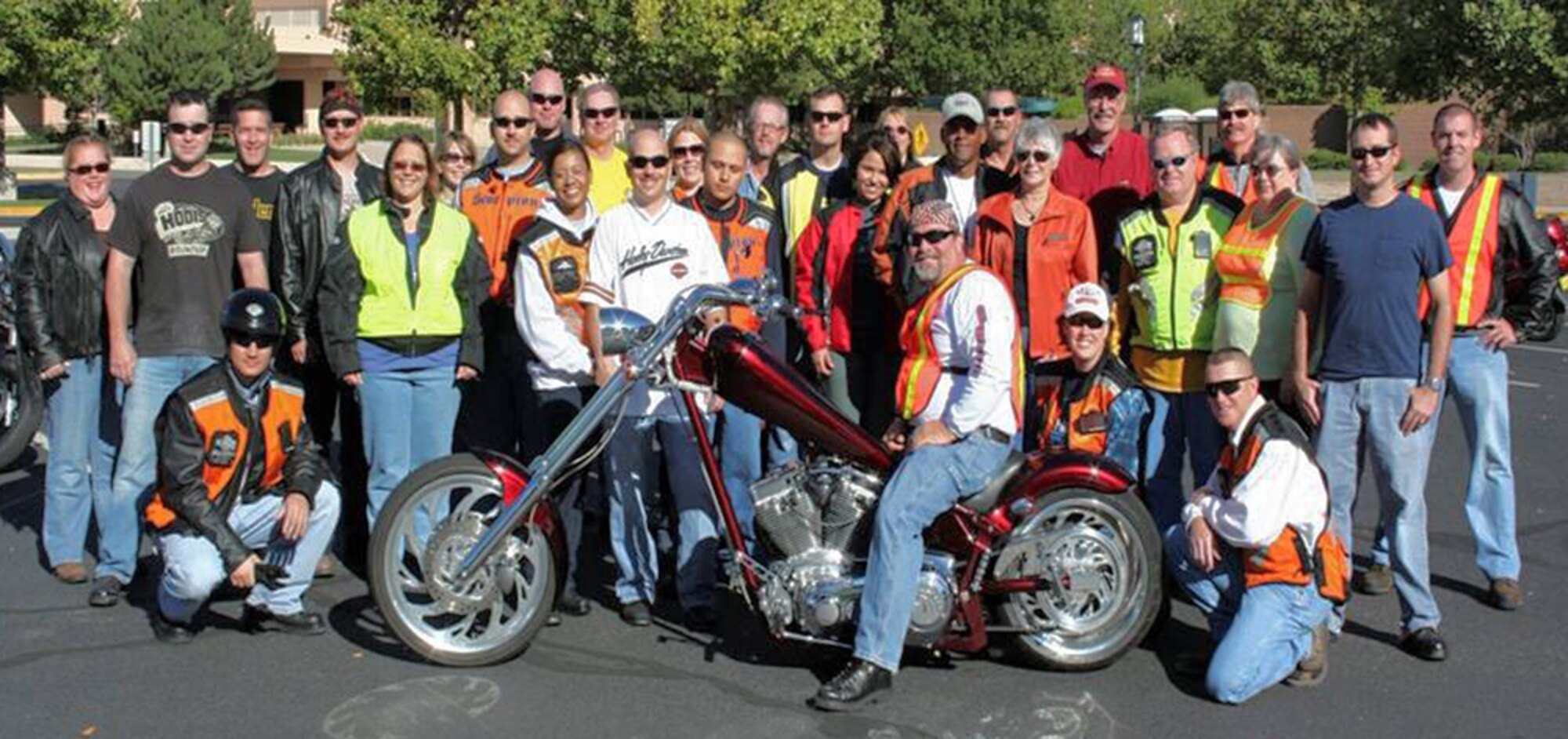 A group of 31 riders and 24 motorcycles took a ride to the picturesque town of Madrid, N.M., Aug. 23 as part of their safety training. The town is one of the settings for the movie "Wild Hogs."