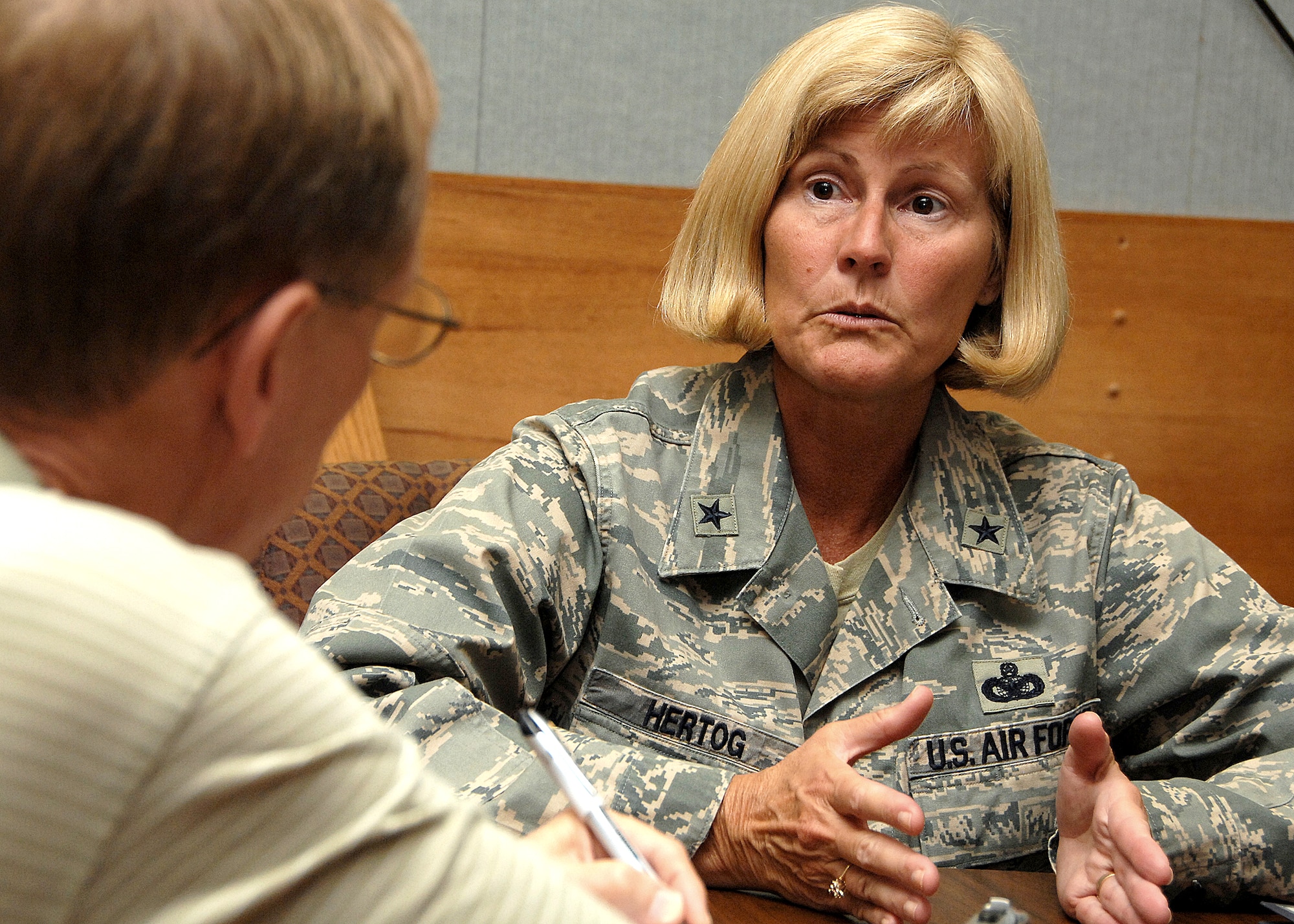Brig. Gen. Mary Kay Hertog, director of security forces for the Air Force, paid a visit to Kirtland AFB Aug. 18 and 19. U.S. Air Force photo by Todd Berenger