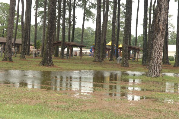 SEYMOUR JOHNSON AIR FORCE BASE, N.C.,-- Debden park remains flooded after Tropical Storm Hannah hit Seymour Johnson Air Force Base N.C., Sept. 6, 2008, The base recieved   minimal damage from the storm. (U.S. Air Force photo by Airman 1st Class Gino Reyes)