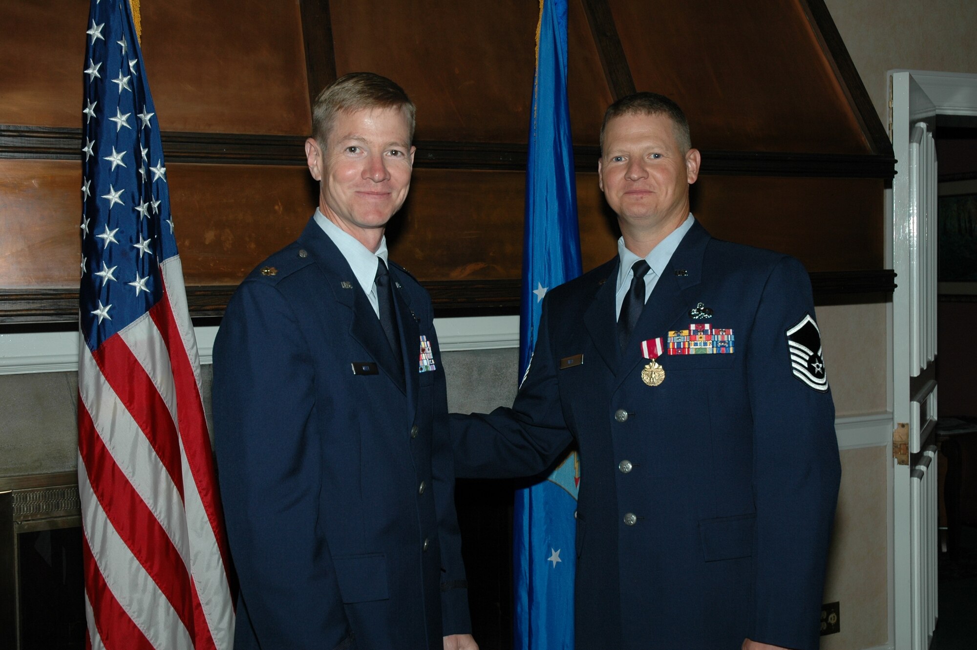 Lt. Col. Dan Witt (left) attended brother Charlie's retirement ceremony in September 2007. Their plans to run the 2008 U.S. Air Force Marathon together ended when Colonel Witt died in an aircraft accident in May. (Courtesy photo)