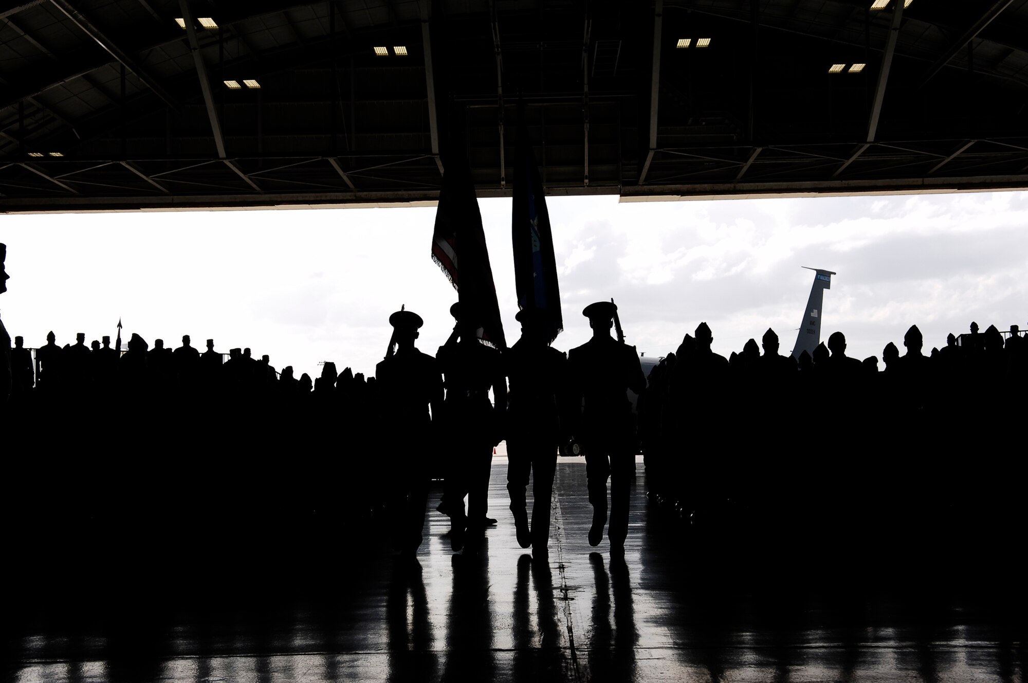 Members of the MacDill Honor Guard participate in a change of command ceremony for the 6th Air Mobility Wing. (U.S. Air Force photo/Tech. Sgt. Sean White)
