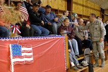 MINOT AIR FORCE BASE, N.D. -- Col. Chris Ayres, 91st Missile Wing commander, thanks members of Ryder, N.D., Sept. 4 during a community concert by Night Wing, a popular and country music ensemble with the U.S. Air Force Heartland of America Band out of Offutt AFB, Neb. The 91st MW sponsored the performance to show its appreciation to Ryder for the residents' support of the wing's ICBM mission. Approximately 150 people attended the event, which included a "burger burn" courtesy of the 741st Missile Squadron. (U.S. Air Force photo by Senior Airman Kelly Timney) 