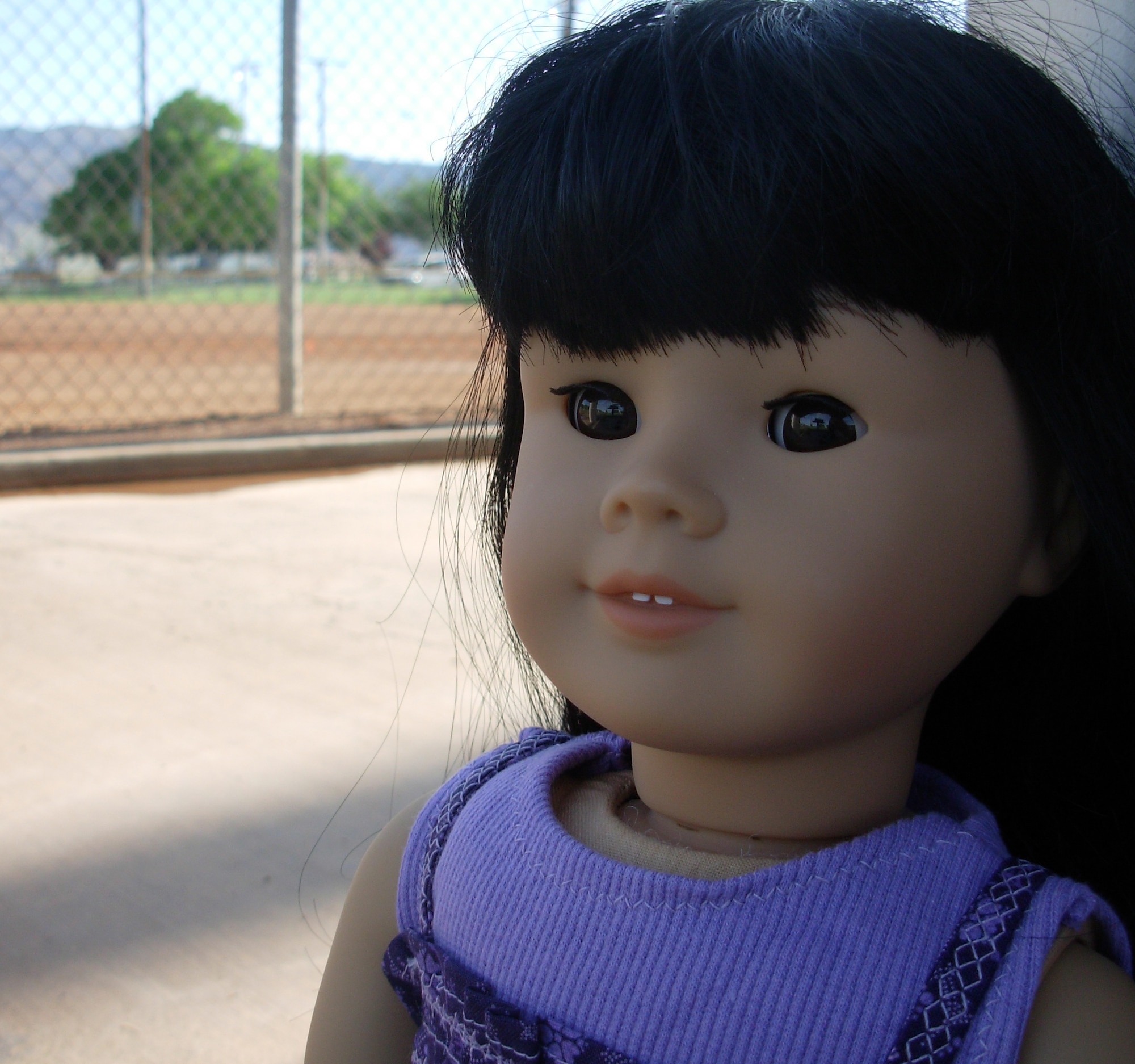 Kealoha, an American Girl Travelling Doll that belongs to Katherine McDaniel, is taking an almost year-long journey to visit military and civilian host families from Hawaii to England. Katherine is the daughter of Tech. Sgt. Kenneth McDaniel with the 71st Flying Training Wing here. (Photo by Monica Bowerman) 