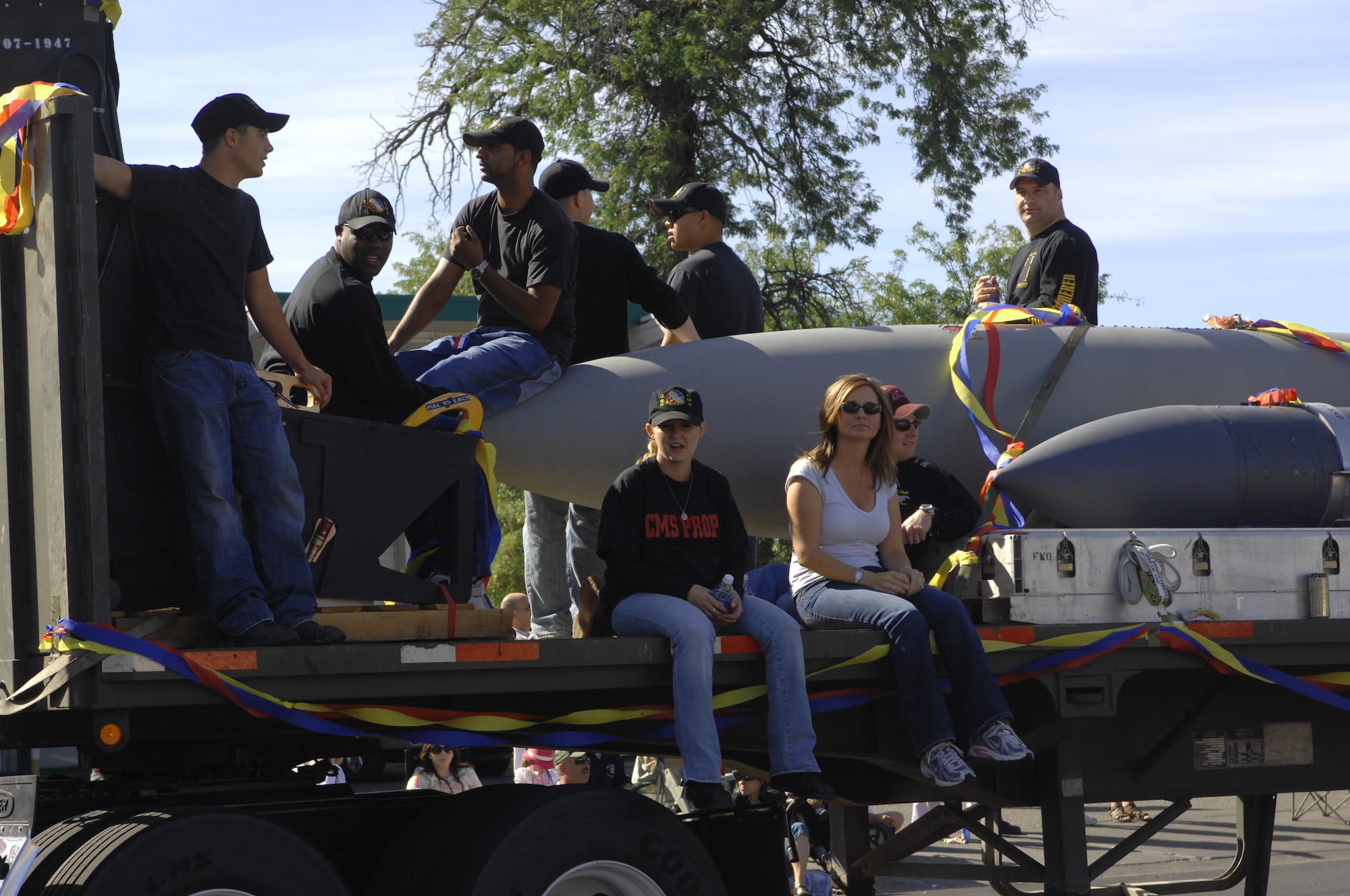 MOUNTAIN HOME AIR FORCE BASE, Idaho - Members of the 366th Component Maintenance Squadron drive by in their float during the Air Force Appreciation Day in Mountain Home Sept. 6.This was the 48th Annual AFAD celebration, which celebrates the friendship and partnership between the community and base. (U.S. Air Force photo/ Airman Deborah Young)