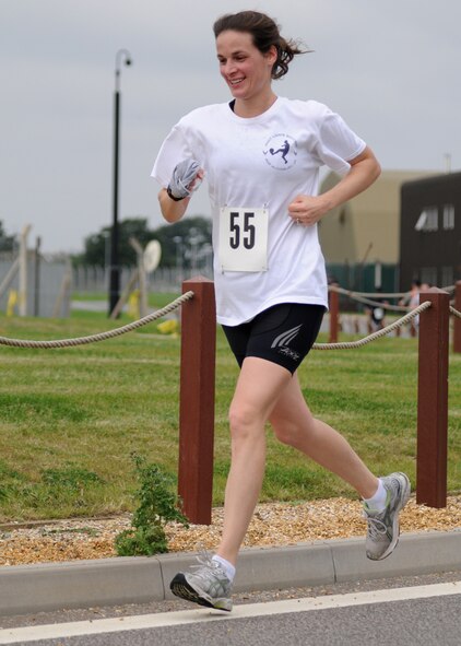 Maj. Deborah Newman finished the Team Mildenhall half marathon Aug. 29 with a time of 1:55.43. (U.S. Air Force photo by Staff Sgt. Jerry Fleshman)