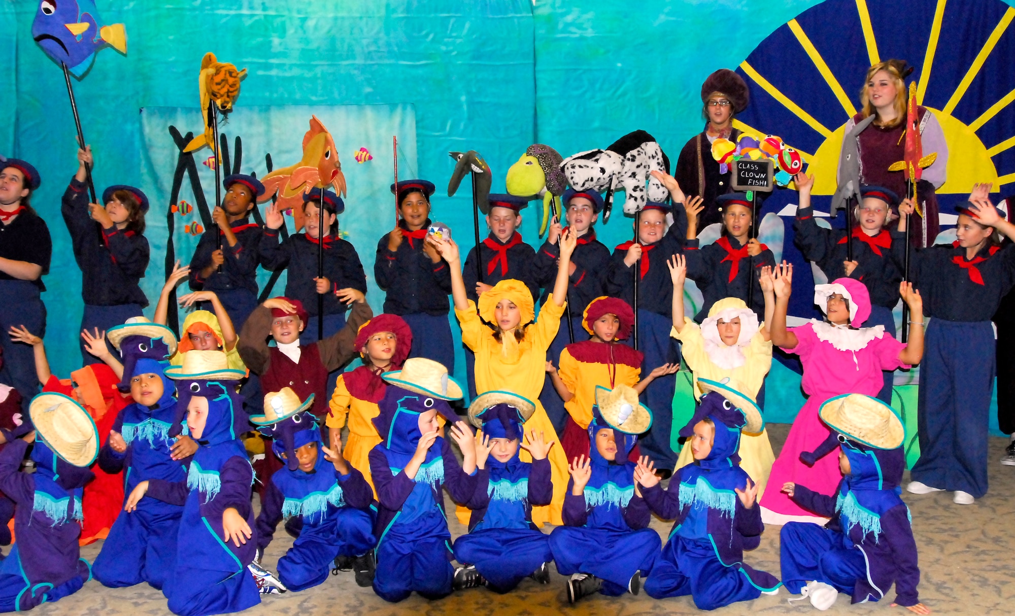 Where the sea meets the shore - Children from the Los Angeles Air Force Base took part in the musical production of "The Little Mermaid" sponsored by the Missoula Childrens' Theatre at the Fort Mac Arthur Community Center, Aug. 15.  The musical company travels year-round throughout the United States and looks for local talent in effort to help develop life skills in children.  (Photo by Lou Hernandez)