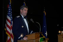 MINOT AIR FORCE BASE N.D. -- Lt. Gen. Daniel Darnell, deputy chief of staff for air, space and information operations, plans and requirements for Headquarters Air Force in Washington, D.C., addresses the audience at the Air Force's 61st birthday celebration ball here, Sept 6. General Darnell was the event's guest speaker and he highlighted the importance of the deterrence mission at Minot AFB. (U.S. Air Force photo by Senior Airman Joe Rivera)