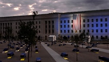 The Sept. 11, 2008 dawn breaks over the new Pentagon Memorial to be dedicated today in a ceremony attended by President George W. Bush, Vice President Dick Cheney, Secretary of Defense Robert M. Gates and Former Secretary of Defense Donald H. Rumsfeld as well as the senior leadership of the armed forces. The memorial,  the first of three national memorials to the 9/11 victims to be completed, contains 184 benches in honor of those who died.