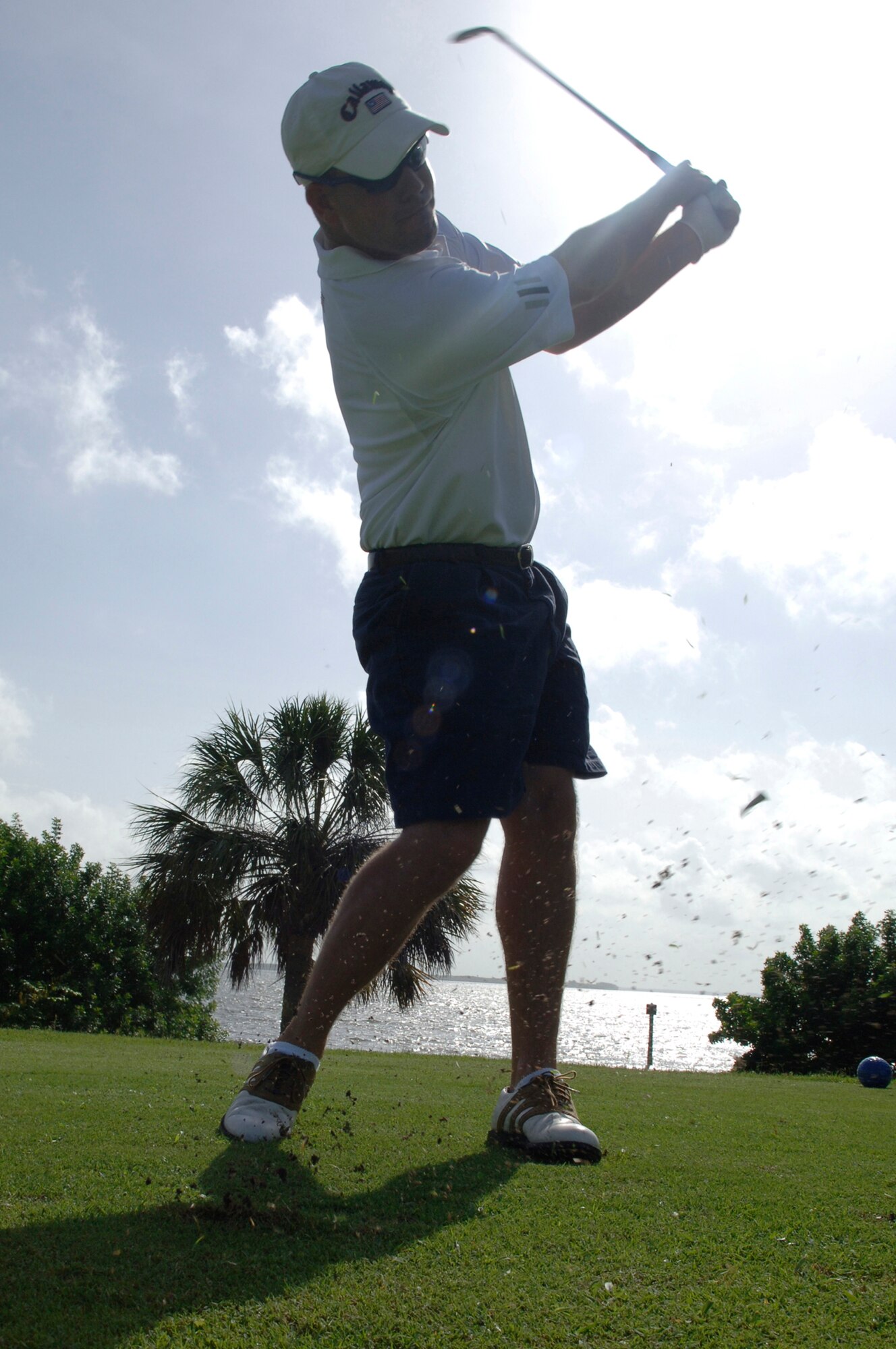 U.S. Air Force A1C John Little practices his gold swing at MacDill AFB September 02, 2008.  A1C Little has won two gold medals for the MacDill golf team.  
  (U.S. Air Force photo by Amn Kate Benoy) (Released)