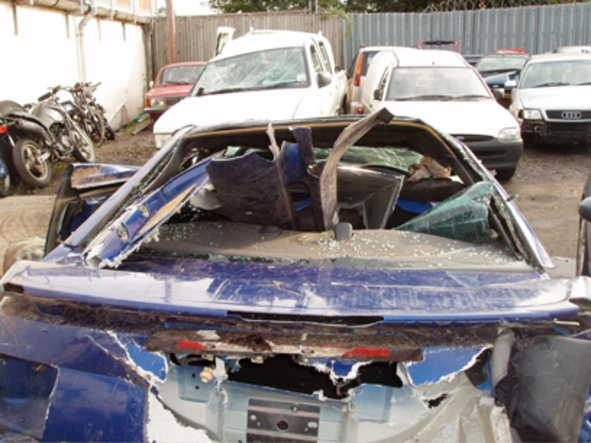 A picture of the 48th Fighter Wing's most recent DUI, Sept. 4. The CMS Airman involved was lucky to walk away from this devastating crash. (U.S. Air Force photo courtesy of Tech. Sgt. Chris McDougal)
