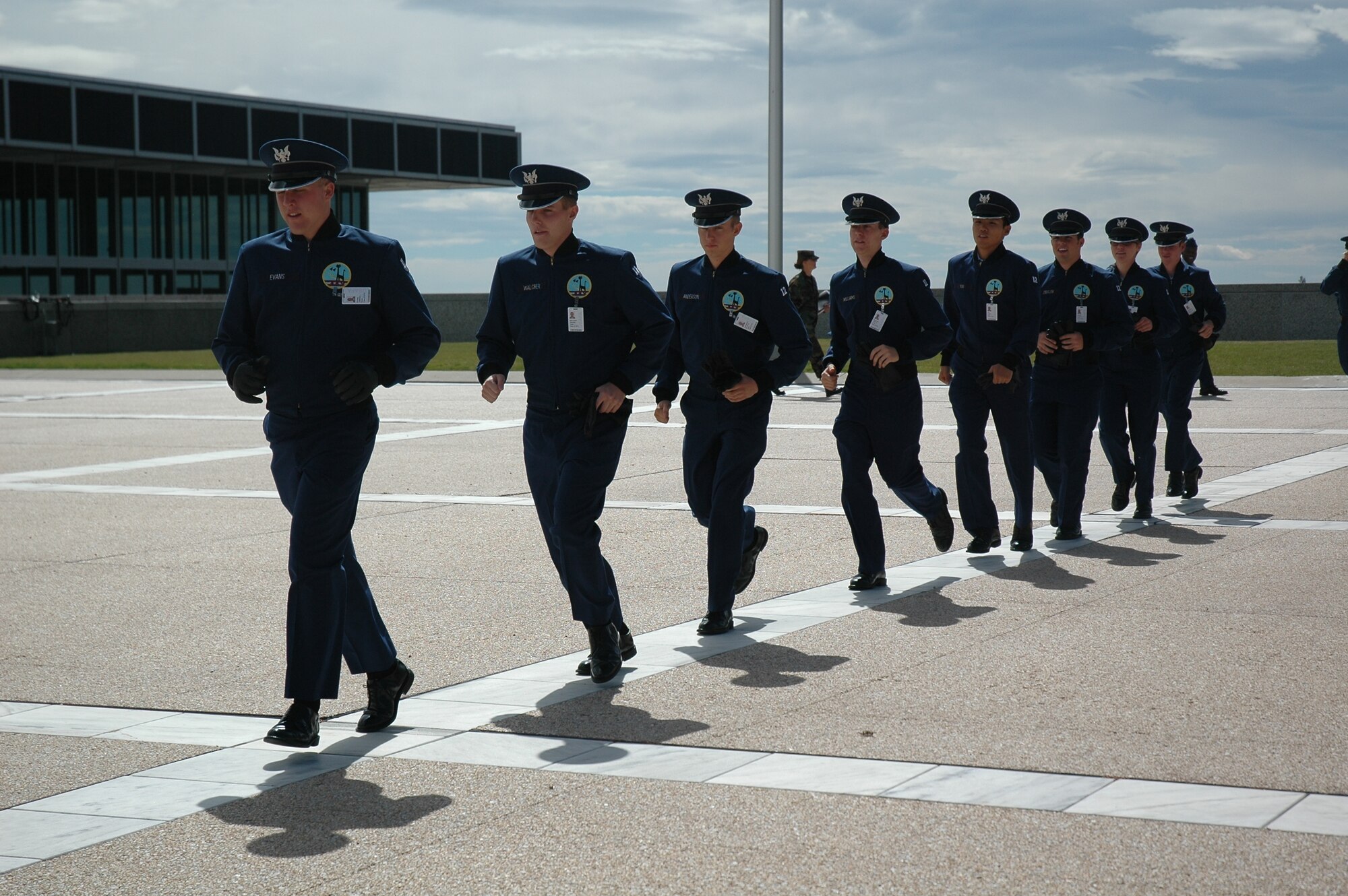 Freshman cadets at the Air Force Academy prepare Sept. 10, 2008, for the Cadet Wing Parade at the Air Force Academy. In addition to academic loads of 18 to 21 credit hours each semester, cadets also engage in military training and intramural or intercollegiate athletics during their 4-year Academy experience.  (U.S. Air Force photo/Tech. Sgt. Susan Stout)