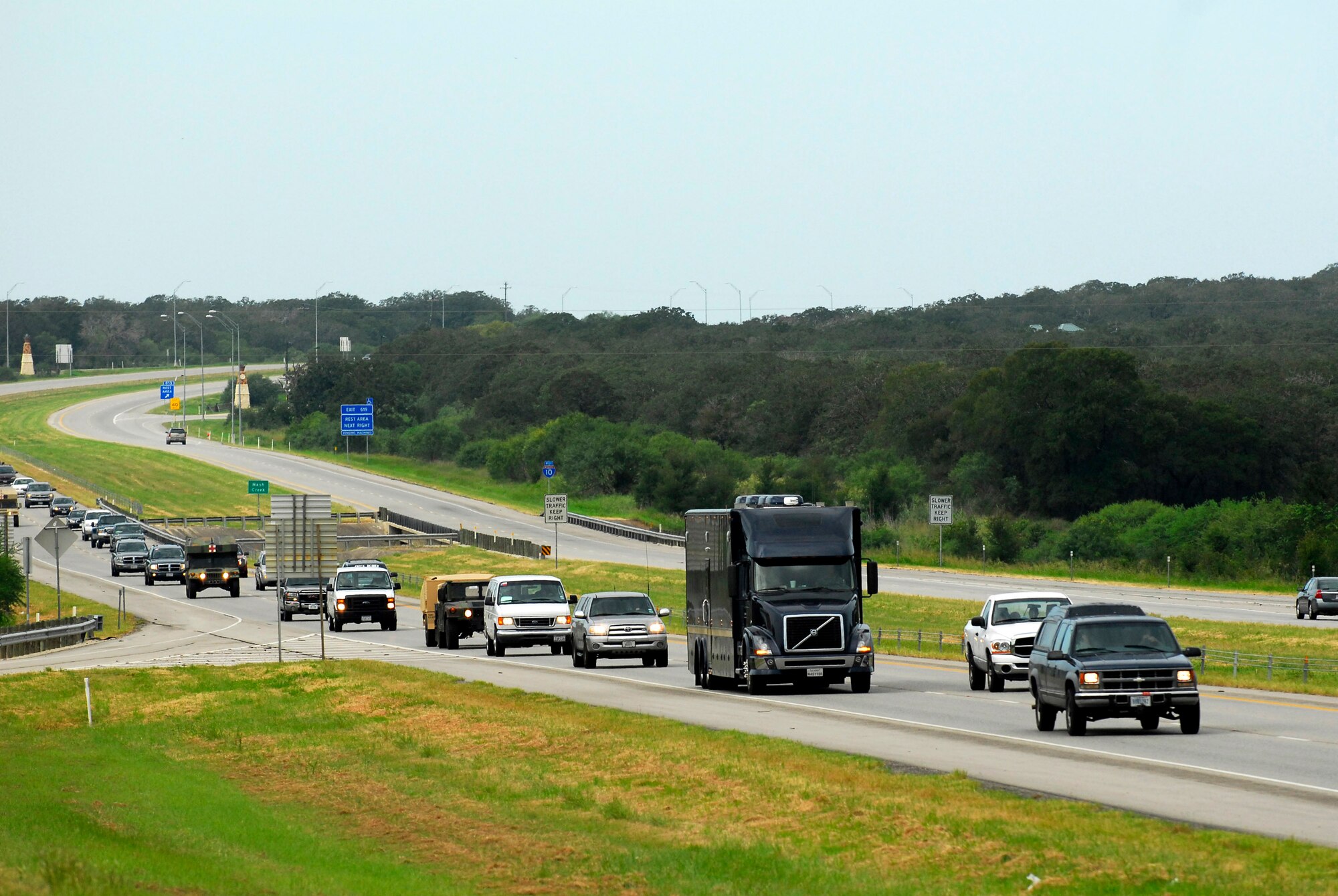 Military forces and representatives of agencies from throughout Texas and the U.S. gathered in San Antonio and then convoyed east.  More than 500 vehicles and 1,000 people headed to various locations in Southeast Texas to begin search and rescue and recovery efforts in the aftermath of Hurricane Ike.  (U.S. Air Force photo)