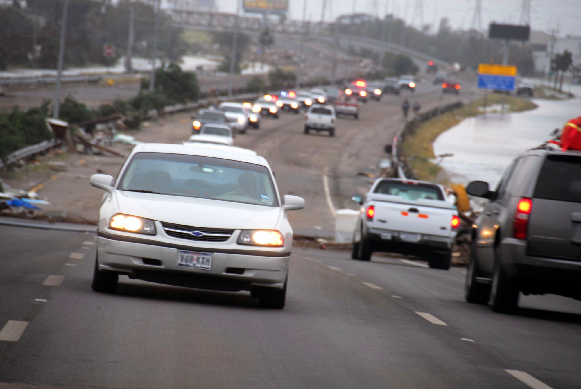 Military forces and representatives of agencies from throughout Texas and the U.S. gathered in San Antonio and then convoyed east.  More than 500 vehicles and 1,000 people headed to various locations in Southeast Texas to begin search and rescue and recovery efforts in the aftermath of Hurricane Ike. (U.S. Air Force photo/Master Sgt. Robert Shelley)
