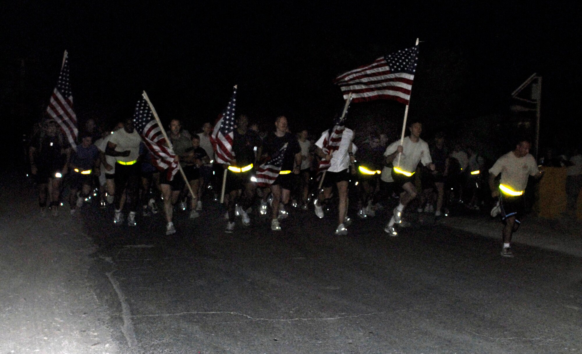 136 warriors take of running during a Special Operations Task Force-73 Bagram Airfield perimeter run held Sept. 6. The eight-mile event was held in honor of three SOTF-73 warriors killed in action in Afghanistan. (Courtesy photo)