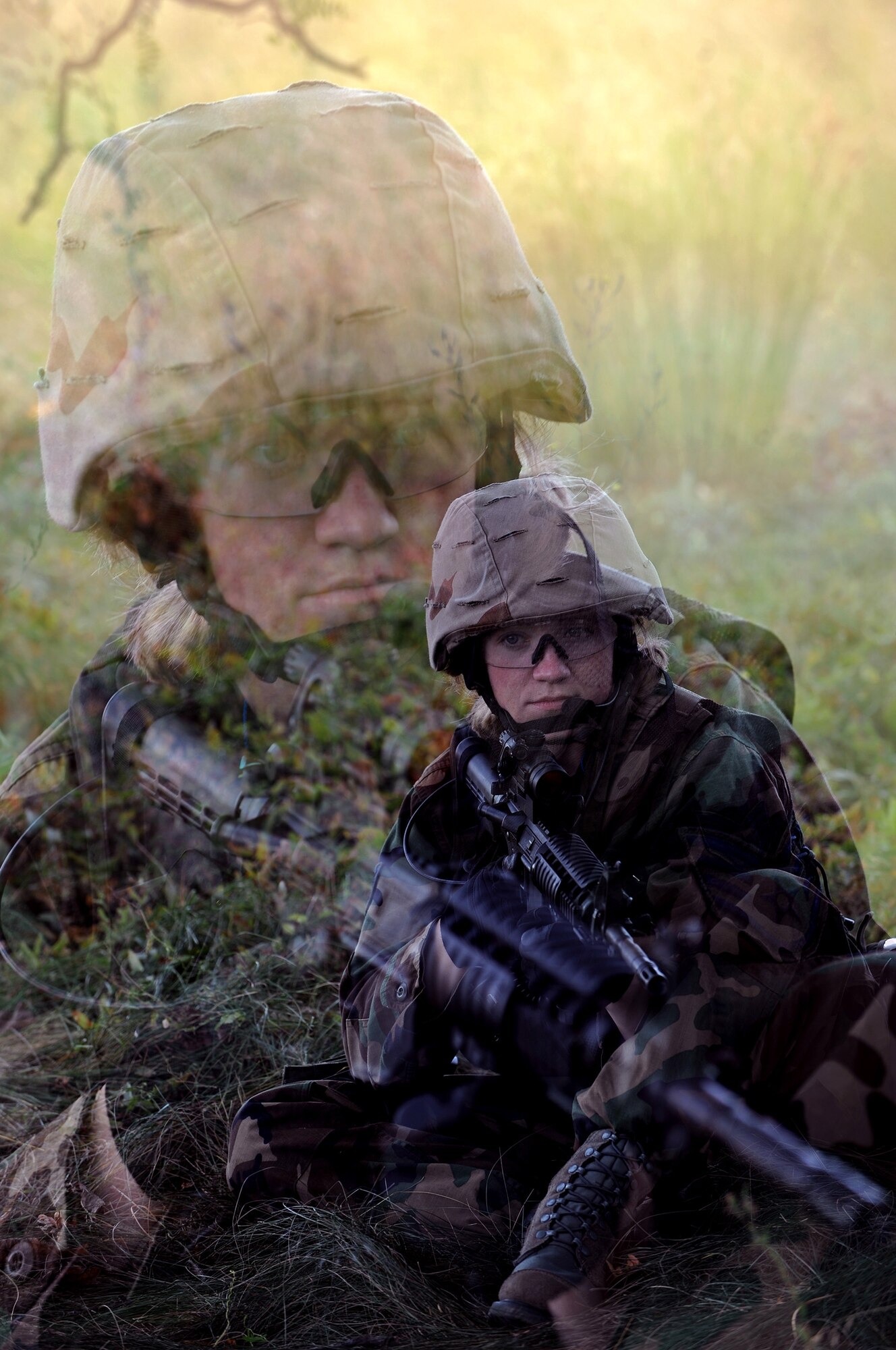 Staff Sgt. Rachel Nelson, 28th Security Forces Squadron police officer, stays alert while maintaining parameter security around a house during an exercise on Sept. 12. The exercise was designed to train various police agencies in special weapons and tactics. (U.S. Air Force photo/Senior Airman Marc I. Lane)