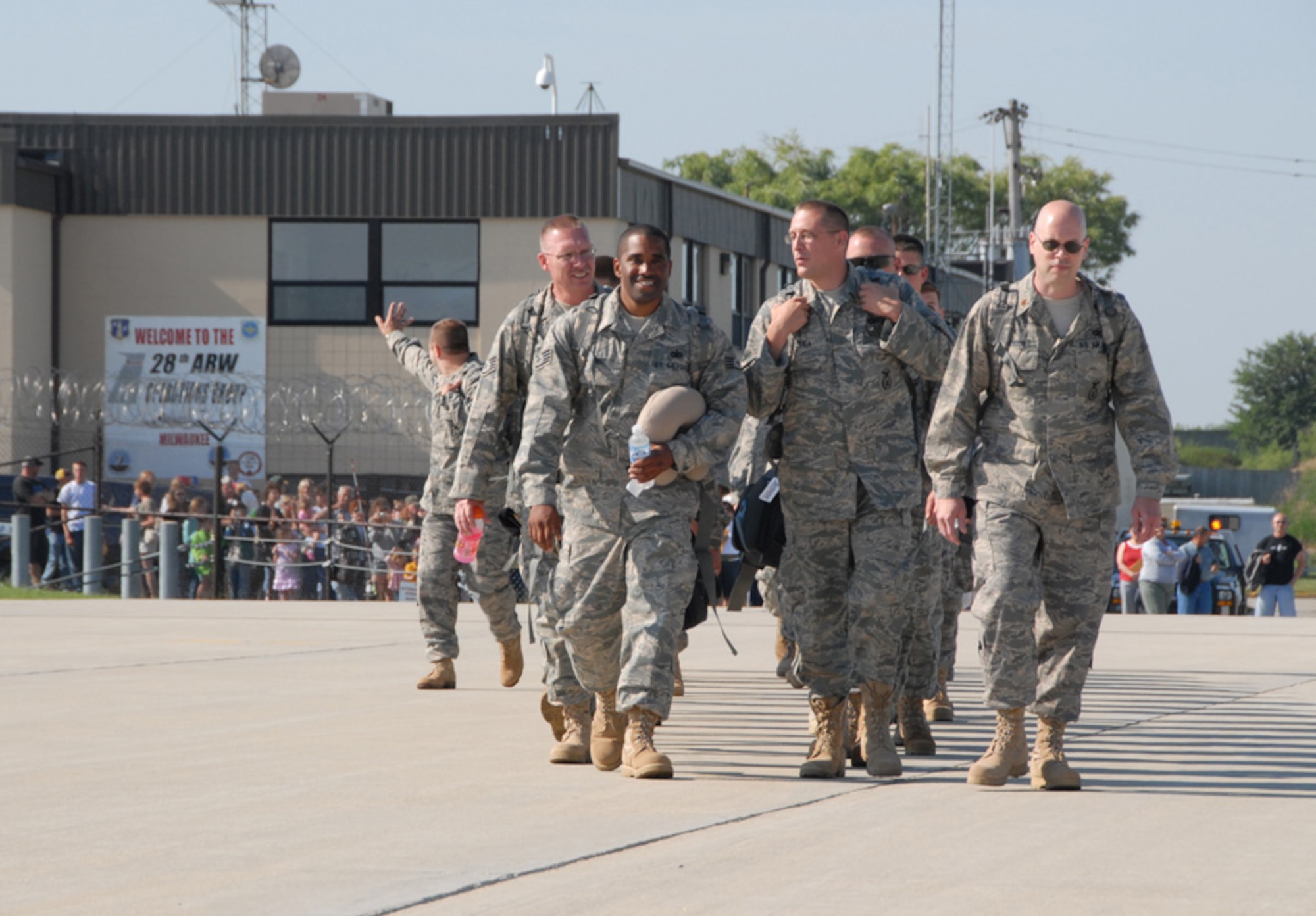 Members of the 128th Air Refueling Wing Security Forces prepare to board a KC-
135 bound for Afghanistan in support of Operation Enduring Freedom.
