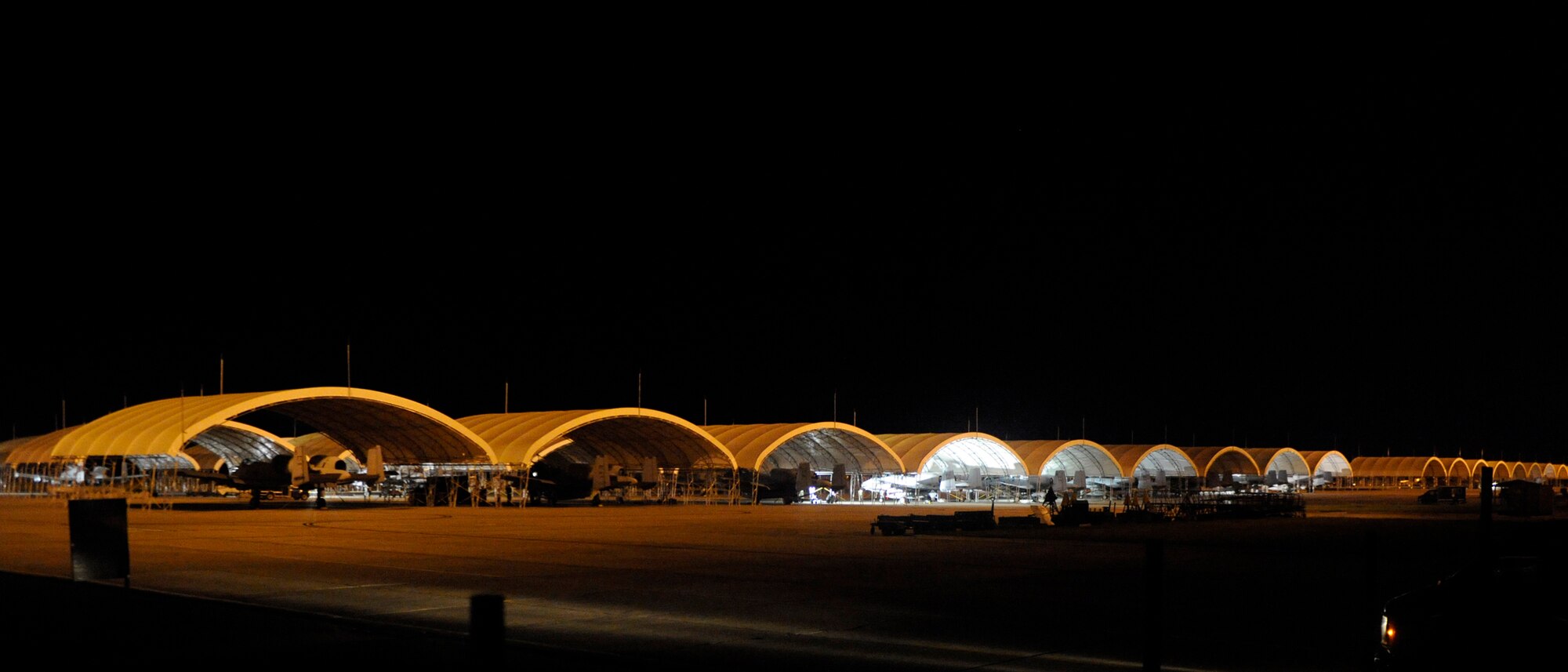 MOODY AIR FORCE BASE, Ga. -- A-10C Thunderbolt II aircraft sit in a hangar prior to departure for a deployment here Sept. 8. The 75th Fighter Squadron is deploying from Moody AFB for the first time. (U.S. Air Force photo by Senior Airman Brittany Barker)
