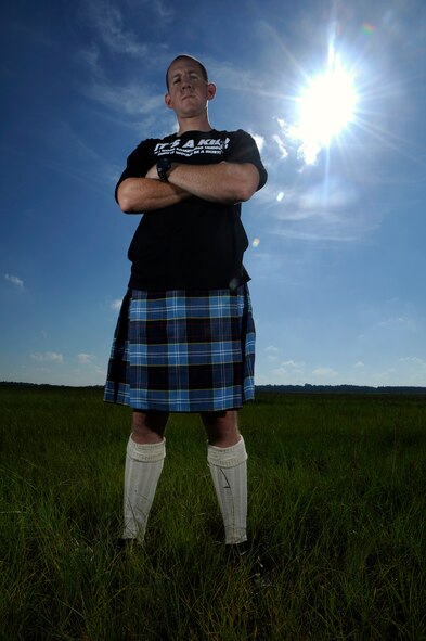 MOODY AIR FORCE BASE, Ga. -- Staff Sergeant Jonathan Phillips, 23rd Equipment Maintenance Squadron isochronal inspection journeyman, is an athlete in the Scottish Highland games. Sergeant Phillips has been participating in highland's competitions since 2006. (U.S. Air Force photo by Senior Airman Brittany Barker)